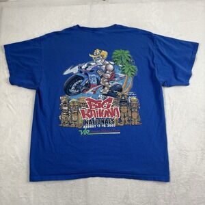 Y2K Big Kahuna Nationals 2007 Hawaii Blue Short Sleeve Graphic Shirt Mens‎ XL